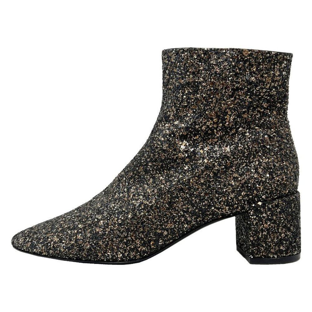 Saint Laurent Loulou 50 Glitter Low Heel Metallic‎ Ankle Boots- EU 38.5